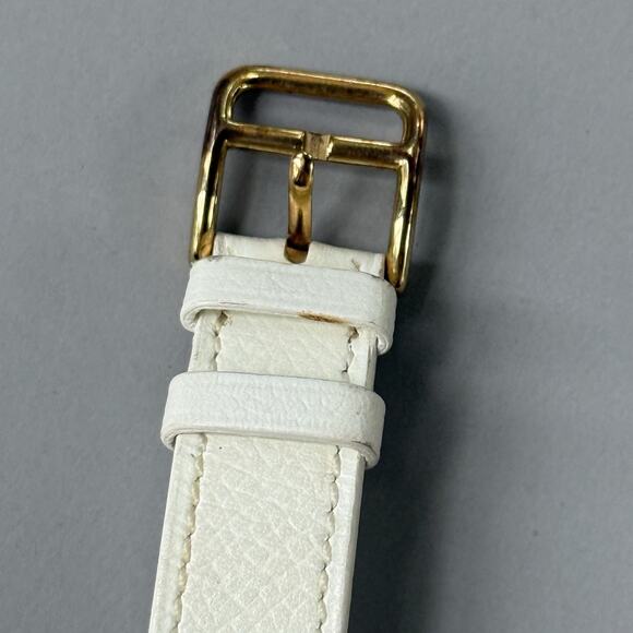 Hermes Heure H Watch 25mm Small Model Gold Epsom White Leather Working main image 7